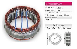 STATOR MAKO TİP 12V 55A TOFAŞ YM NURSAN 120012 resmi