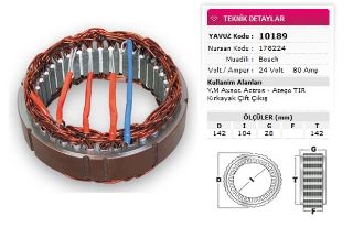 STATOR BOSCH TİP 24V 80A YM AXSOR ACTROS ATEGO TIR KIRK AYAK CIFT CIKIS NURSAN 178224 resmi