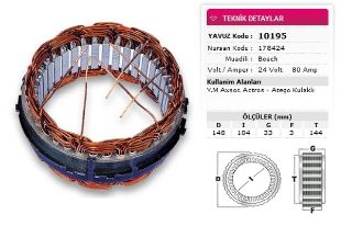 STATOR BOSCH TİP 24V 80A YM AXSOR ACTROS ATEGO KUKALI NURSAN 178424 resmi
