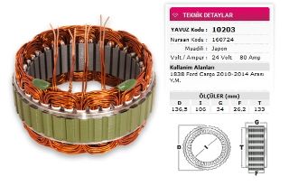 STATOR MİTSUBİSHİ TİP 24V 80A YM 1838 FORD CARGO 2010 2014 ARALIGI NURSAN 160724 resmi