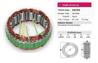 STATOR MİTSUBİSHİ TİP 24V 50A MİTSUBİSHİ PRESTIJ OTOBUS YM 27 KISILIK 98 SONRASI 4 UCLU NURSAN 151224 resmi