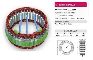 STATOR MİTSUBİSHİ TİP 12V 80A TATA PIKAP CIFT KABIN NURSAN 150912 resmi