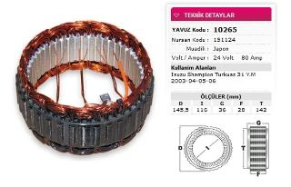 STATOR MİTSUBİSHİ TİP 24V 80A İSUZU CHAMPION TURKUAZ 31 YM 2003 04 05 06 NURSAN 151124 resmi