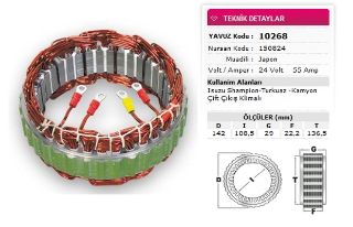 STATOR MİTSUBİSHİ TİP 24V 55A İSUZU CHAMPION TURKUAZ KAMYON CIFT CIKIS KLIMALI NURSAN 150824 resmi