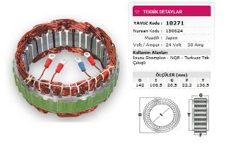 STATOR MİTSUBİSHİ TİP 24V 50A İSUZU CHAMPION NQR TURKUAZ TEK CIKISLI NURSAN 150624 resmi