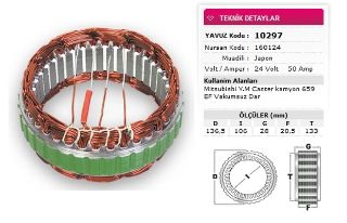 STATOR MİTSUBİSHİ TİP 24V 50A MITS YM CANTER 659 EF HYUNDAİ HD35 HD75 VAKUMSUZ NURSAN 160124 resmi