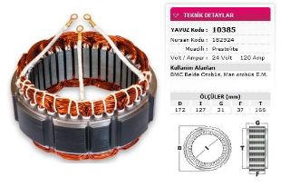 STATOR PRESTOLITE TIP 24V 120A BMC BELDE OTOBUS MAN OTOBUS EM UZUN UCLU NURSAN 182924 resmi