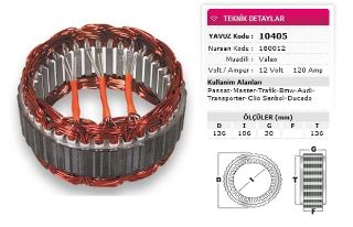 STATOR VALEO TİP 12V 120A PASSAT MASTER TRAFİC BMW AUDI T PORTER CLİO SYMBOL DUCATO NURSAN 180012 resmi