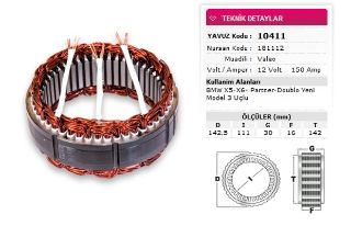 STATOR VALEO TİP 12V 150A BMW X5 X6 PARTNER DOBLO YM VALEO 3 UCLU NURSAN 181112 resmi