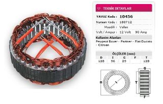 STATOR VALEO TİP 12V 90A PEUGEOT BOXER PARTNER FIAT DUCATO CITROEN BMW NURSAN 180712 resmi