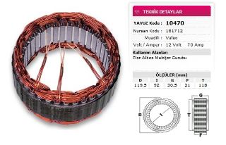 STATOR VALEO TİP 12V 70A FIAT ALBEA MULTIJET GURUBU NURSAN 181712 resmi