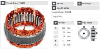 STATOR VALEO TİP 12V 95 AMP 3 CIKIS DACİA LOGAN ,DACİA SANDERO,DACİA DOKKER resmi