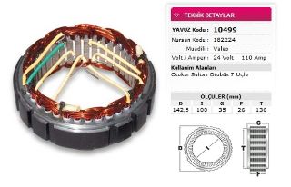 STATOR VALEO TİP 24V 110A OTOKAR SULTAN OTOBUS 7 UCLU NURSAN 182224 resmi