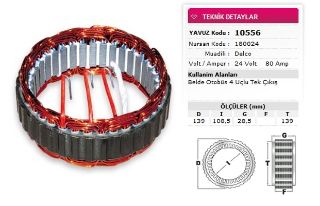 STATOR DELCO TİP 24V 80A BELDE OTOBUS 4 UCLU TEK CIKIS NURSAN 180024 resmi