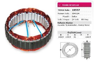 STATOR DELCO TIP 24V 80A HYUNDAI ISMAKINALARI KAMIS MOTOR NURSAN 184124 resmi