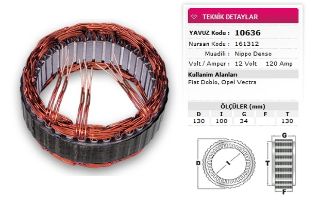 STATOR DENSO TİP 12V 120A DOBLO VECTRA NURSAN 161312 resmi