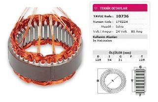 STATOR ISKRA TİP 24V 80A IS MAKINALARI NURSAN 170224 resmi