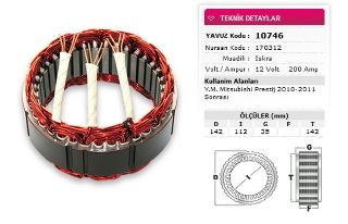 STATOR ISKRA TİP 12V 200A YM MİTSUBİSHİ PRESTIJ 2010 2011 SONRASI NURSAN 170312 resmi