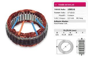 STATOR VISTEON TİP 12V 90A FORD FİESTA YM NURSAN 171212 resmi