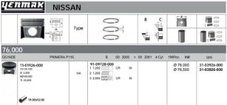 PİSTON STD ALMERA 1.6 QG16DE 00-03 76.00 MM TAKIM resmi