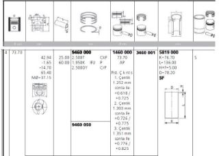 PİSTON SEGMAN P107 P1007 P206 P307 BİPPER NEMO C1 C2 C3 DV4TD (1,4HDI 8V) FORD FİESTA 1,4TDCI (73,70) / (STD, 0,20 KISA) TAKIM resmi