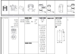 PİSTON SEGMAN P107 P1007 P206 P307 BİPPER NEMO C1 C2 C3 DV4TD (1,4HDI 8V) FORD FİESTA 1,4TDCI (74,20) / (0,50 FARKLI 0,20 KISA) TAKIM resmi