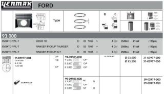 PISTON+SEGMAN STD 93.00MM MAZDA B2500 TURBO  WL-T /FORD: RANGER 2.5TD TURBOLU 98-05 )(NPR SEGMAN) resmi