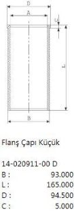 MOTOR GOMLEK (89,91MM) / (STD) TRANSİT V184 01>06 V347 06>14 2,4TDCI BOY:165MM, FLANS GENISLIK: 5,00MM resmi