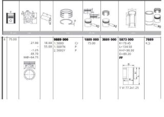 PİSTON SEGMAN GOMLEK P205 P306 P206 TU3JP (1,4 8V) / (BOY:50MM TEPE:1,25 CUKUR) / (75,00) TAKIM resmi