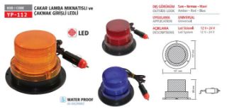 CAKAR LAMBA LEDLİ MIKNATISLI CAKMAK GIRISLI KIRMIZI 12V-24V resmi