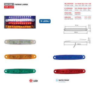 PARMAK LAMBA 9 LEDLİ MAVI 12V resmi