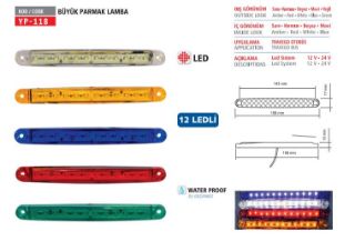 PARMAK LAMBA 12 LEDLİ KIRMIZI 24V resmi