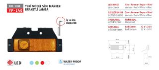 SIDE MARKER YENI MODEL LEDLİ MAVI BRAKETLI 12/24V resmi