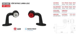 YAN ISARET LAMBA (SIDE MARKER) SAĞ BEYAZ- KIRMIZI LEDLİ BOYNUZ L TİP ORTA 24V 15 CM resmi