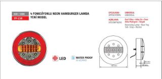 STOP LAMBASI 4 FONKSİYONLU NEON ÜNİVERSAL 24V ( HAMBURGER ) resmi