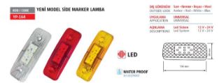 YAN ISARET LAMBA (SIDE MARKER) SALLAMA DIKDORTGEN TİP BRAKETSIZ 5 LEDLİ SARI 12-24V resmi