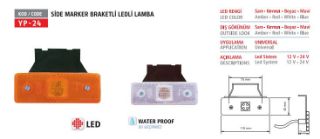 YAN ISARET LAMBASI SIDE MARKER 4 LEDLİ 12 V SARI BRAKETLI resmi