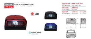 PLAKA LAMBASI P 100 FORD KIRMIZI LEDLİ 12/24 V resmi