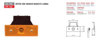 YAN ISARET LAMBASI SIDE MARKER LAMBA BÜYÜK DUYLU SARI BRAKETLI resmi
