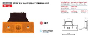 YAN ISARET LAMBASI SIDE MARKER LAMBA BÜYÜK LEDLİ SARI 24V BRAKETLI resmi