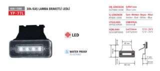 KAS SİNYAL LAMBASI O304 LEDLİ BEYAZ BRAKETLI 12V-24V resmi