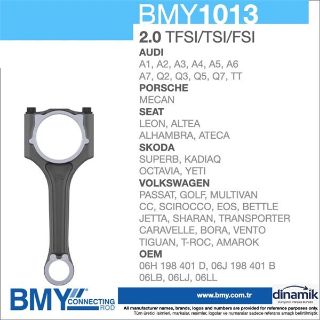 PİSTON KOLU A1 A2 A3 A4 A5 A6 A7 Q2 Q3 Q5 Q7 TT MECAN LEON ALTEA ALHAMBRA ATECA SUPERB KADIAQ OCTAVIA YETI PASSAT GOLF VII TİGUAN T-ROC AMAROK CC 2.0 TFSI TSI FSI CAWA CAWB CBFA CCTA CCZA CCZB CCZC CCZD DKNA resmi