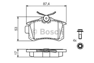URETIM YOK-ARKA FREN BALATASI-KABLOSUZ **17MM** (RENAULT : MEGANE II / PEUGEOT : 307 CITROEN C3 / C4 - VW CADDY 04-15  GOLF 84-16  PASSAT 97-05  POLO 18-  AUDI A1 18-  A3 13-16  AUDI A4 01-08  A6 00-05  SEAT IBIZA 18-  LEON 00-16  SKODA OCTAVIA 97-17) resmi